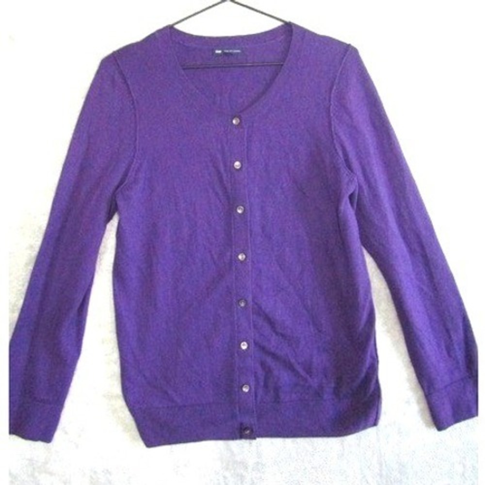 Gap Purple Cardigan Sweater Made with Cashmere Long Sleeve Button Front Size L